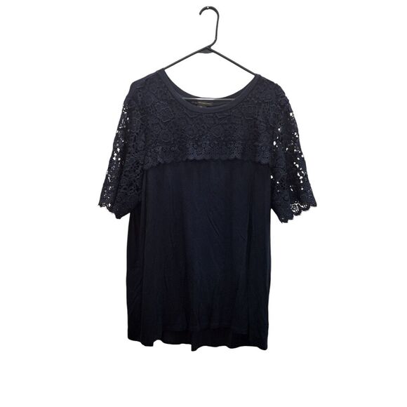 Adrianna Papell Women's Lace Crew Neck Top - Picture 1 of 5